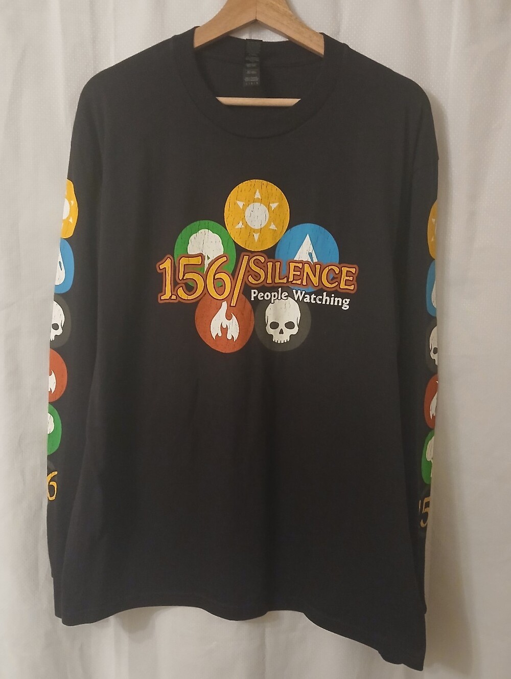 Black 156/Silence "People Watching" Magic The Gathering Long Sleeve, Size L
